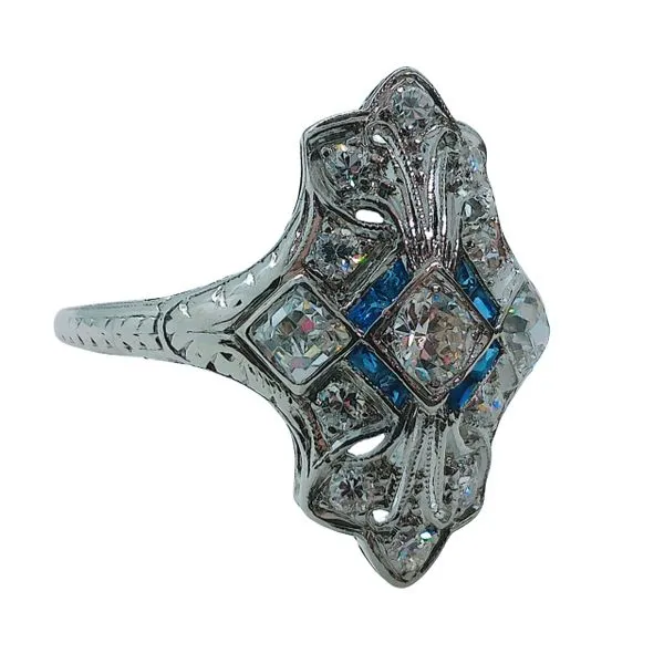Art Deco Diamond and Sapphire Cocktail Ring Image 2 Joint Venture Jewelry Cary, NC