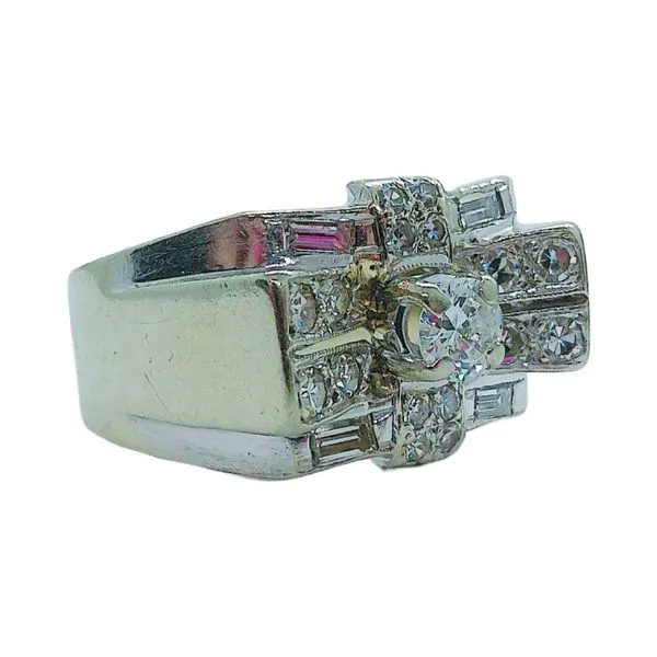 14K White Gold Vintage Retro .90 CTW Diamond Estate Ring Image 2 Joint Venture Jewelry Cary, NC