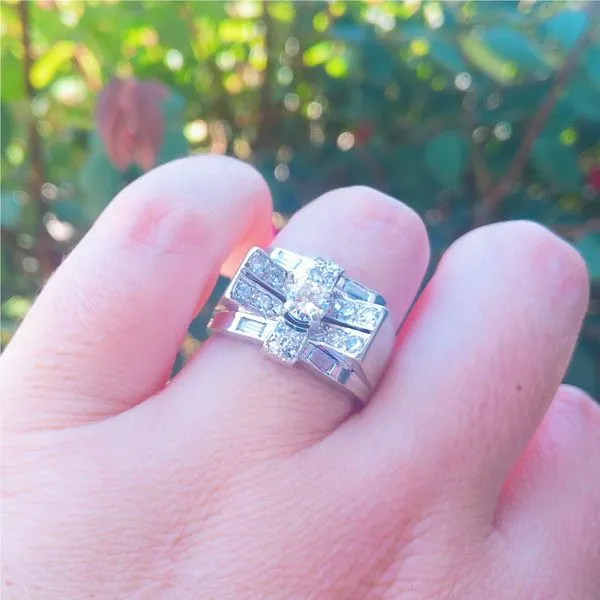 14K White Gold Vintage Retro .90 CTW Diamond Estate Ring Image 4 Joint Venture Jewelry Cary, NC