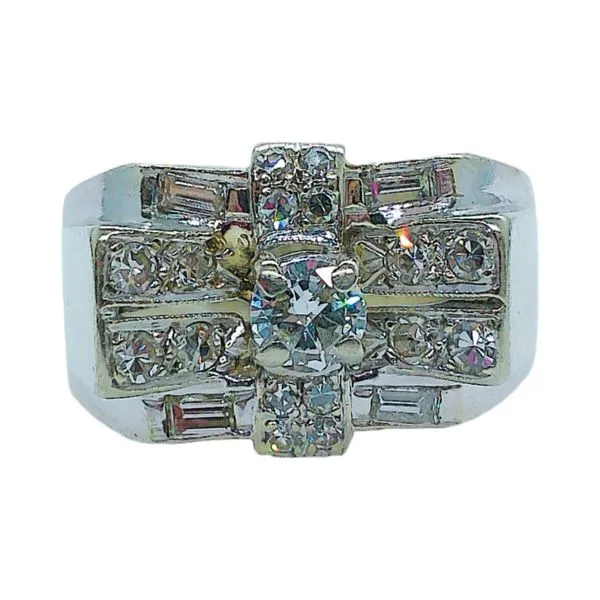 14K White Gold Vintage Retro .90 CTW Diamond Estate Ring Joint Venture Jewelry Cary, NC