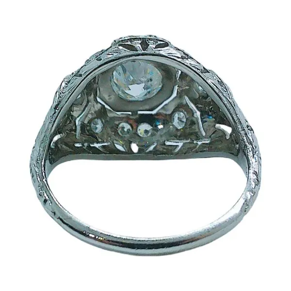 Platinum 0.72 CT Mine Cut Dome Vintage Diamond Ring with .12 CTW Accents Image 3 Joint Venture Jewelry Cary, NC