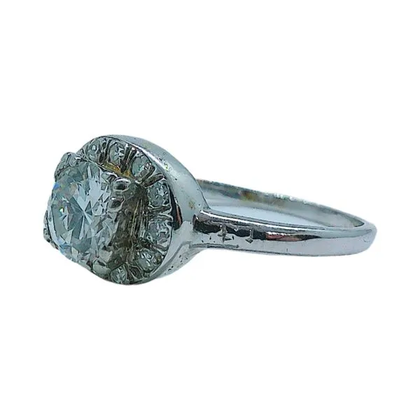 14K White Gold 0.66 CT Vintage Diamond Halo Ring Image 2 Joint Venture Jewelry Cary, NC