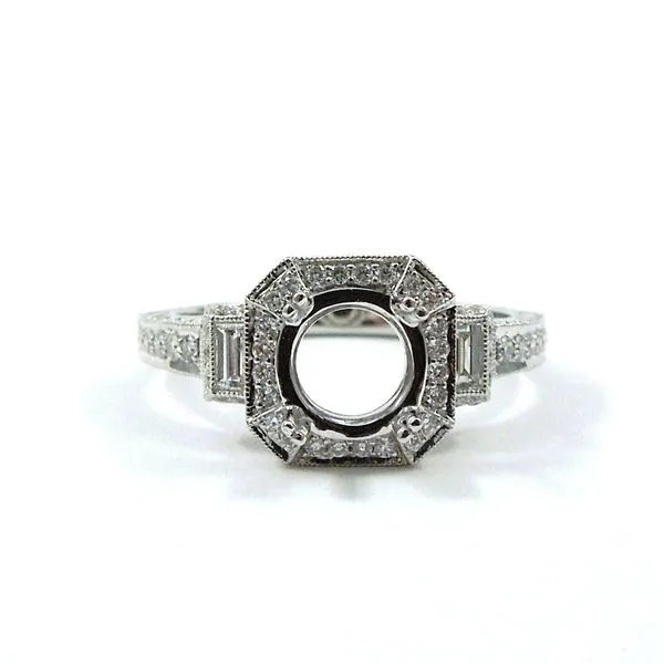 Vintage Inspired Semi-Mount Halo Style Engagement Ring Joint Venture Jewelry Cary, NC