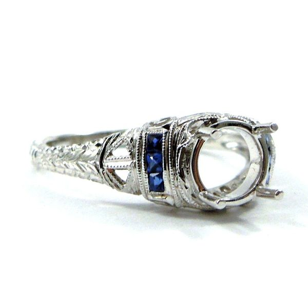 Vintage Inspired Sapphire Semi-Mount Ring Image 2 Joint Venture Jewelry Cary, NC