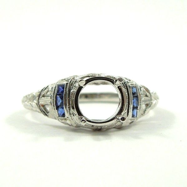 Vintage Inspired Sapphire Semi-Mount Ring Joint Venture Jewelry Cary, NC