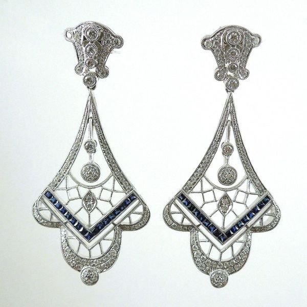 Diamond & Sapphire Drop Statement Earrings Joint Venture Jewelry Cary, NC