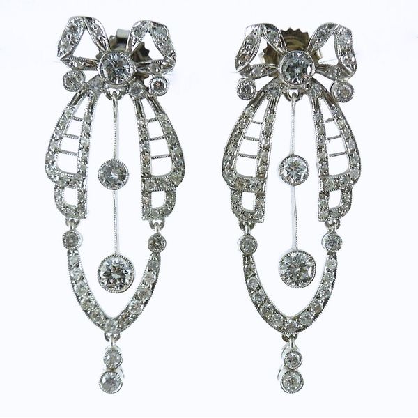 Antique Inspired Diamond Bow Earrings Joint Venture Jewelry Cary, NC