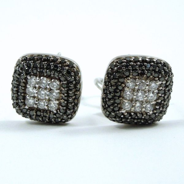 Black & Colorless Diamond Earrings Joint Venture Jewelry Cary, NC
