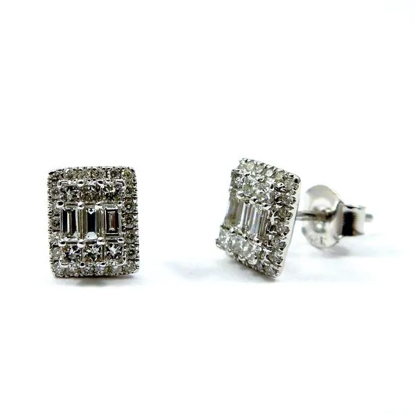 Square Diamond Cluster Stud Earrings Image 2 Joint Venture Jewelry Cary, NC