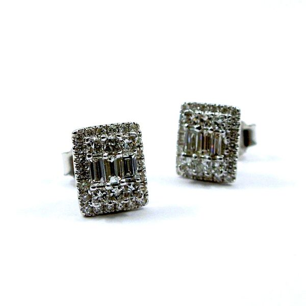 Square Diamond Cluster Stud Earrings Image 3 Joint Venture Jewelry Cary, NC