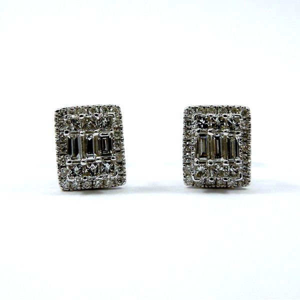 Square Diamond Cluster Stud Earrings Joint Venture Jewelry Cary, NC