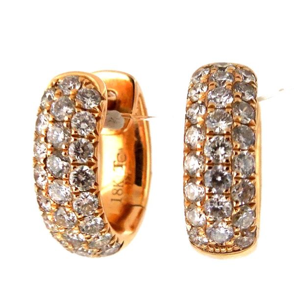 Rose Gold Diamond Huggie Earrings Joint Venture Jewelry Cary, NC