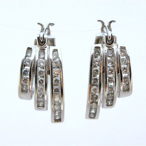 Three Tier Diamond Hoop Earrings Joint Venture Jewelry Cary, NC