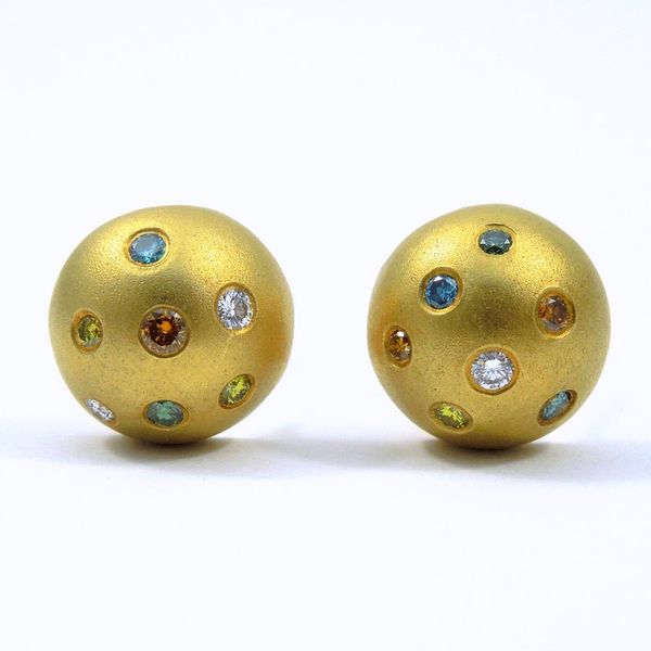 Colored Diamond Button Earrings Joint Venture Jewelry Cary, NC