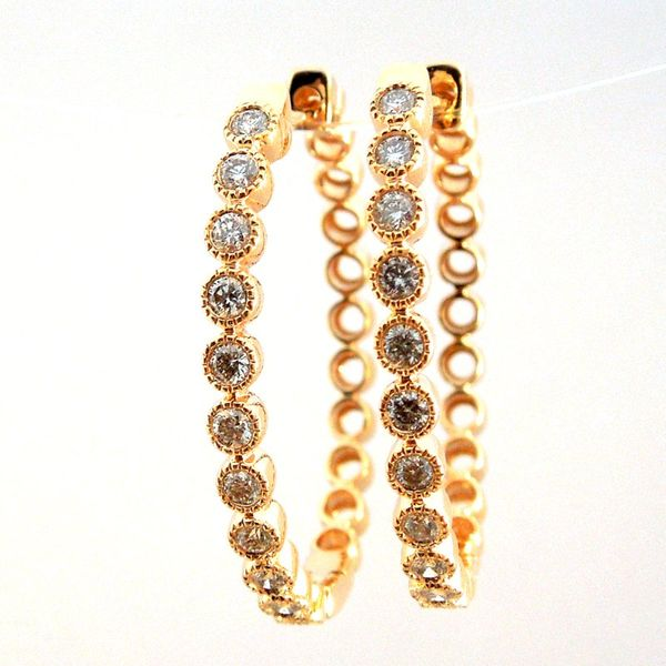 Bezel Set Diamond Hoop Earrings Joint Venture Jewelry Cary, NC