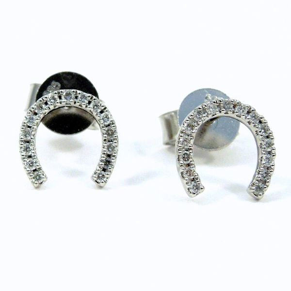 Diamond Horse Shoe Stud Earrings Joint Venture Jewelry Cary, NC
