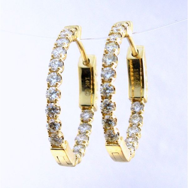 Oval Diamond Hoop Earrings Joint Venture Jewelry Cary, NC