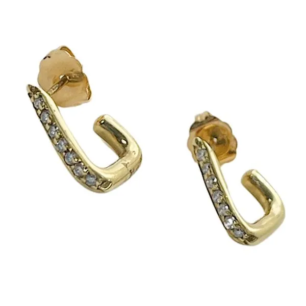 Small Diamond Half Hoop Earrings Joint Venture Jewelry Cary, NC