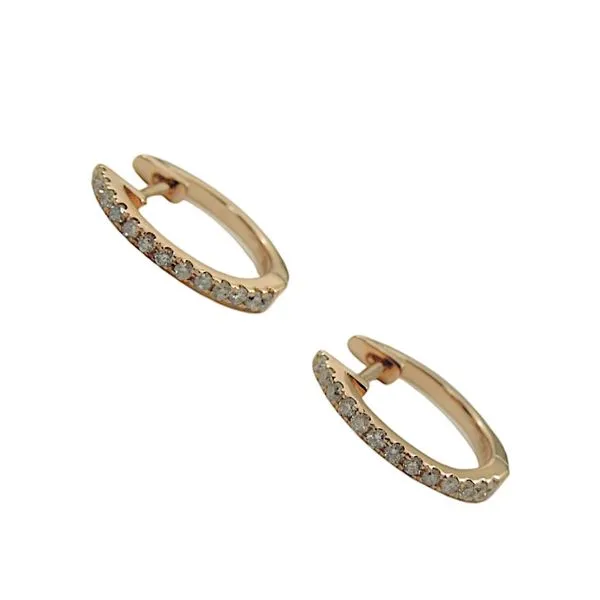 Small Rose Gold Diamond Huggies Joint Venture Jewelry Cary, NC