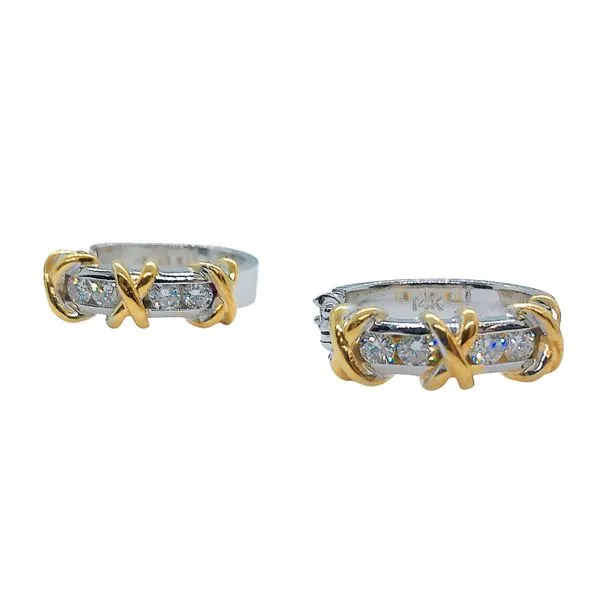 X Design Diamond Huggie Earrings Joint Venture Jewelry Cary, NC