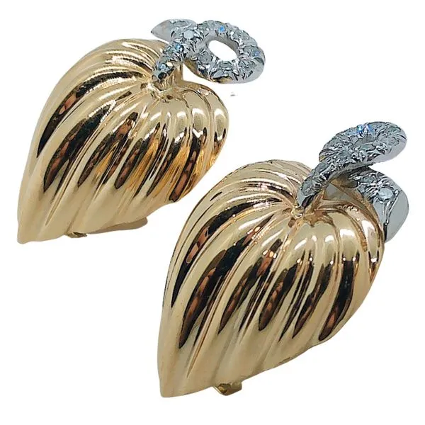 Diamond Leaf Earrings Image 2 Joint Venture Jewelry Cary, NC