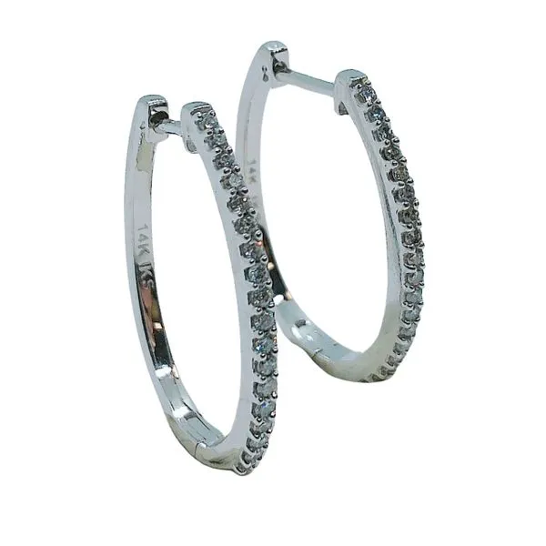 Oval Diamond Hoop Earrings Image 2 Joint Venture Jewelry Cary, NC