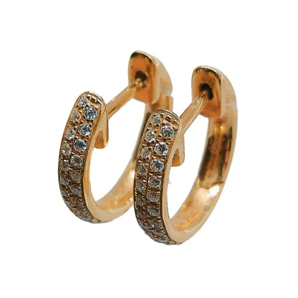 18k Rose Gold Estate Diamond Huggie Earrings – 0.12 CTW Image 2 Joint Venture Jewelry Cary, NC