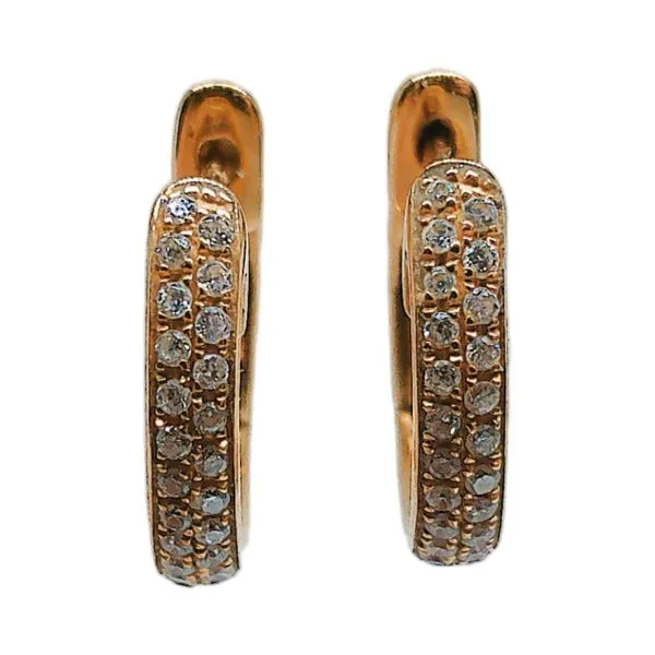 18k Rose Gold Estate Diamond Huggie Earrings – 0.12 CTW Joint Venture Jewelry Cary, NC