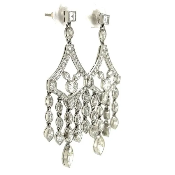 Platinum Chandelier 6.0 CTW Diamond Drop Estate Earrings Image 2 Joint Venture Jewelry Cary, NC