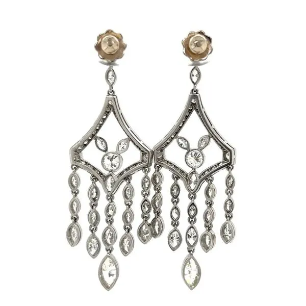 Platinum Chandelier 6.0 CTW Diamond Drop Estate Earrings Image 3 Joint Venture Jewelry Cary, NC