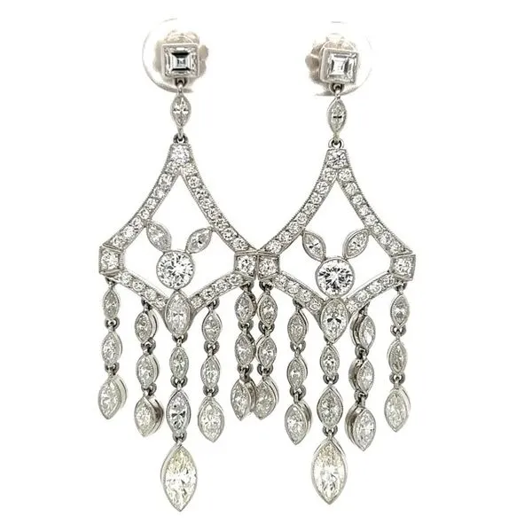 Platinum Chandelier 6.0 CTW Diamond Drop Estate Earrings Joint Venture Jewelry Cary, NC