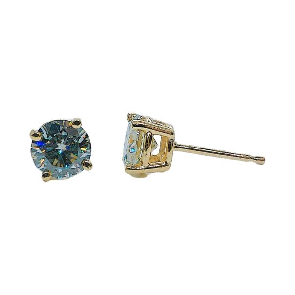 14K Yellow Gold 1.20 CTW Round Brilliant Diamond Estate Stud Earrings Image 2 Joint Venture Jewelry Cary, NC