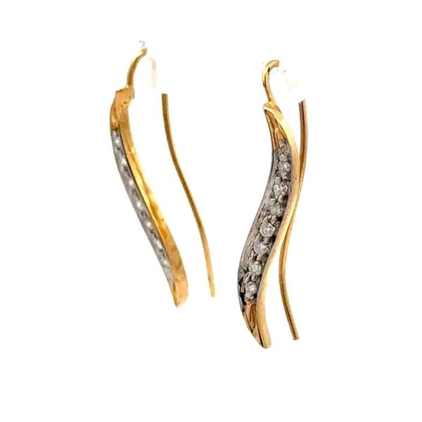 14K Yellow Gold Diamond Chili Pepper Estate Drop Earrings .14ctw Image 2 Joint Venture Jewelry Cary, NC