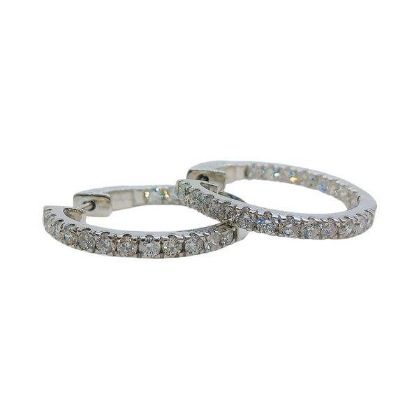 10K White Gold 1.60 CTW Inside-Out Diamond Hoop Earrings Image 2 Joint Venture Jewelry Cary, NC