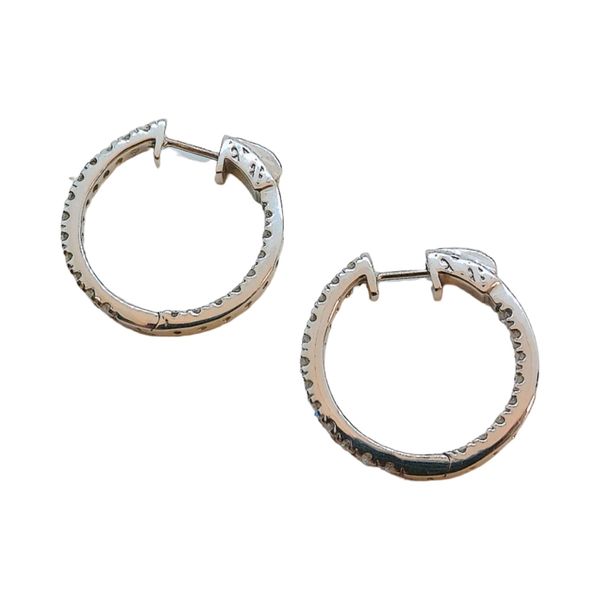 10K White Gold 1.60 CTW Inside-Out Diamond Hoop Earrings Image 3 Joint Venture Jewelry Cary, NC