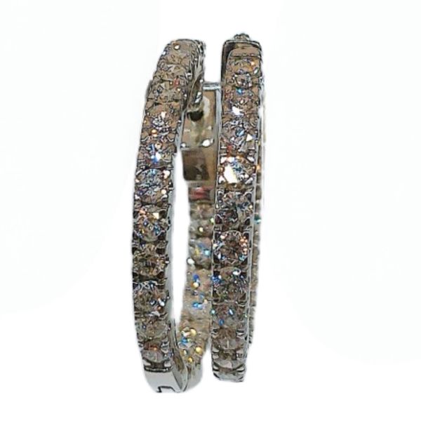 10K White Gold 1.60 CTW Inside-Out Diamond Hoop Earrings Joint Venture Jewelry Cary, NC