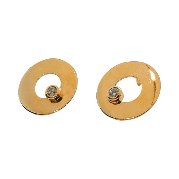 Dinh Van 18K Yellow Gold Estate Diamond Open Circle Earrings Image 2 Joint Venture Jewelry Cary, NC