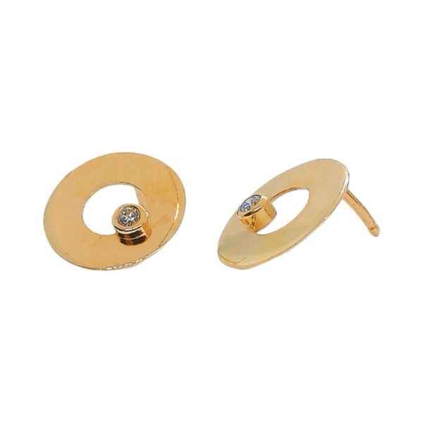 Dinh Van 18K Yellow Gold Estate Diamond Open Circle Earrings Image 3 Joint Venture Jewelry Cary, NC
