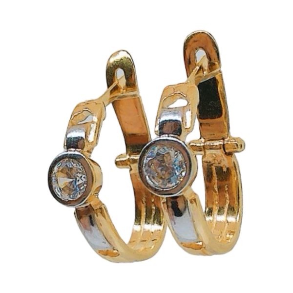 Estate 14K Two-Tone Gold 0.40 CTW Diamond Bezel Hoop Earrings Image 2 Joint Venture Jewelry Cary, NC