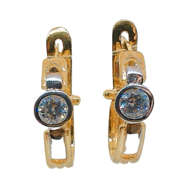 Estate 14K Two-Tone Gold 0.40 CTW Diamond Bezel Hoop Earrings Joint Venture Jewelry Cary, NC