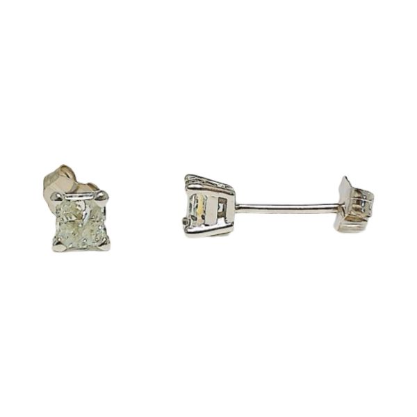 14K White Gold 0.40ctw Princess Cut Diamond Stud Earrings Image 2 Joint Venture Jewelry Cary, NC