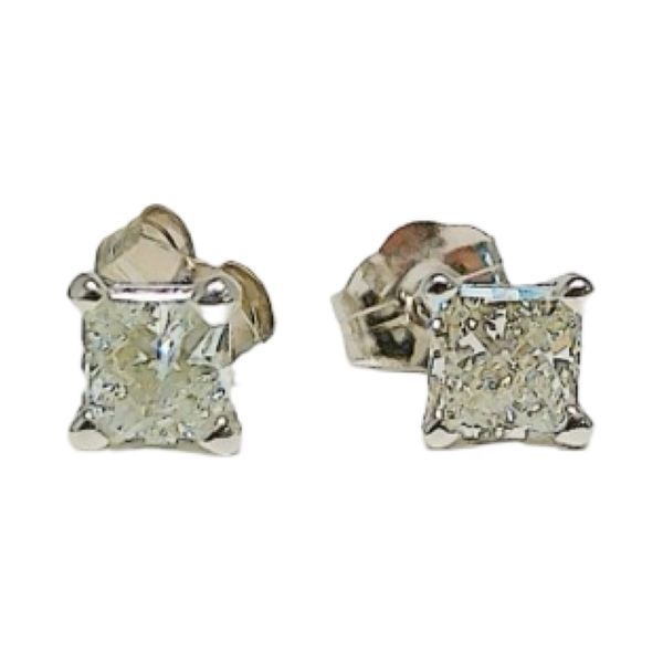 14K White Gold 0.40ctw Princess Cut Diamond Stud Earrings Joint Venture Jewelry Cary, NC