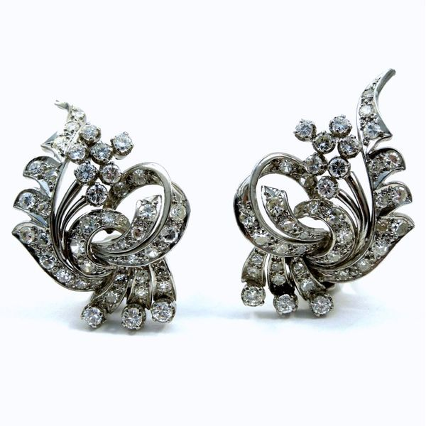 Platinum Diamond Fan Earrings Joint Venture Jewelry Cary, NC