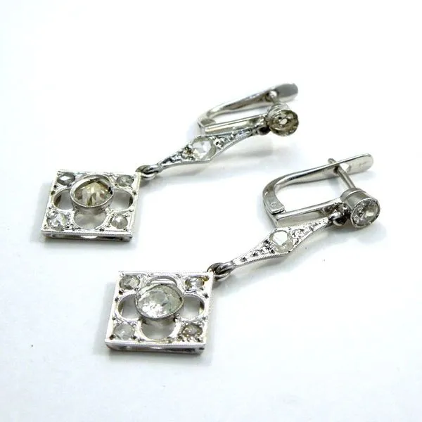 Vintage Mine Cut Diamond Drop Earrings Image 2 Joint Venture Jewelry Cary, NC