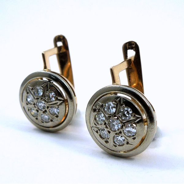 Vintage Circle Diamond Earrings Image 2 Joint Venture Jewelry Cary, NC