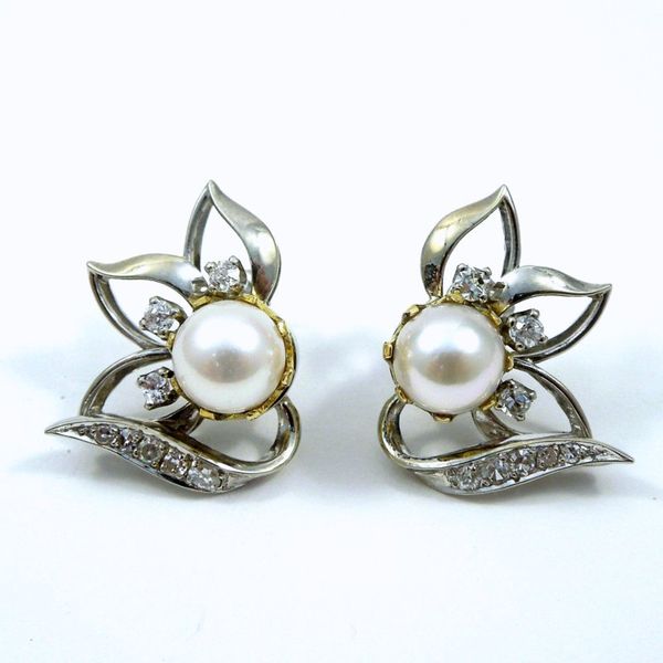 Vintage Pearl and Diamond Earrings Joint Venture Jewelry Cary, NC