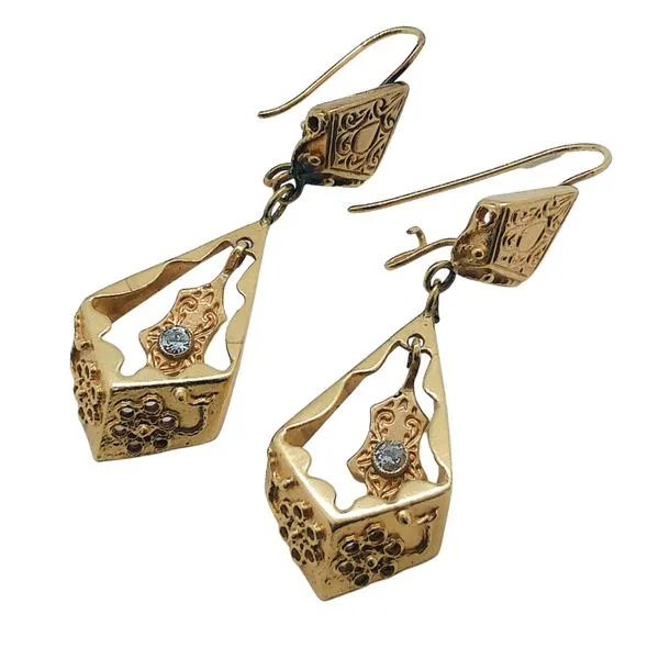 Vintage Diamond Dangle Earrings Image 2 Joint Venture Jewelry Cary, NC