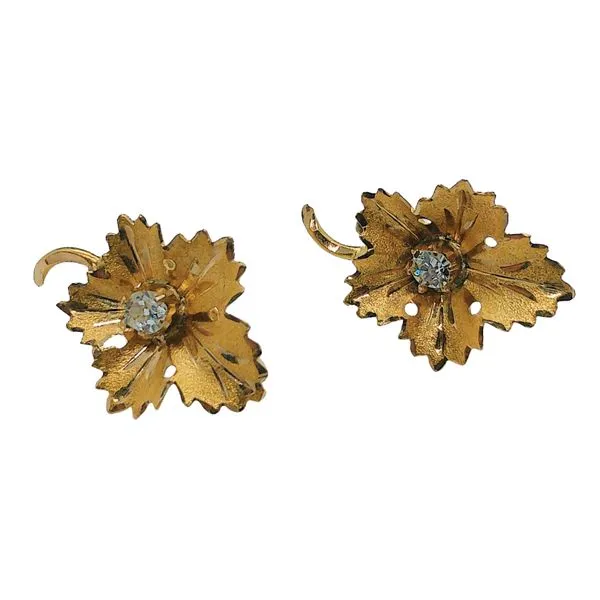 Vintage Diamond Leaf Earrings Image 2 Joint Venture Jewelry Cary, NC