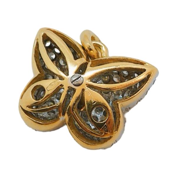 Estate 18K Yellow Gold 1.00 CTW Diamond Butterfly Pendant Image 3 Joint Venture Jewelry Cary, NC