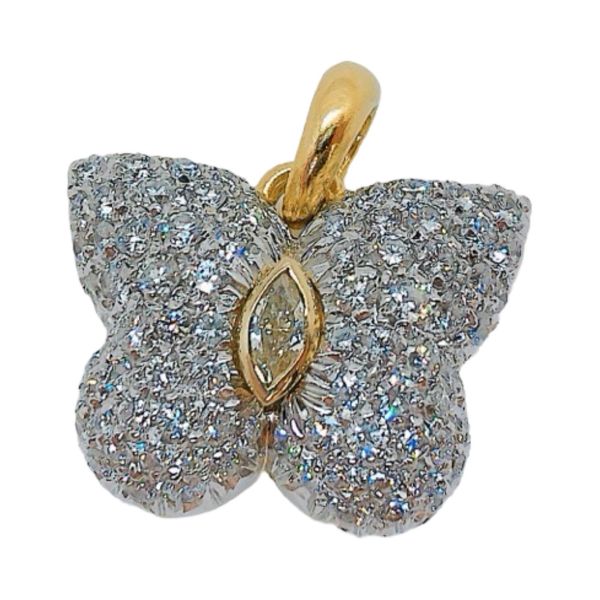 Estate 18K Yellow Gold 1.00 CTW Diamond Butterfly Pendant Joint Venture Jewelry Cary, NC